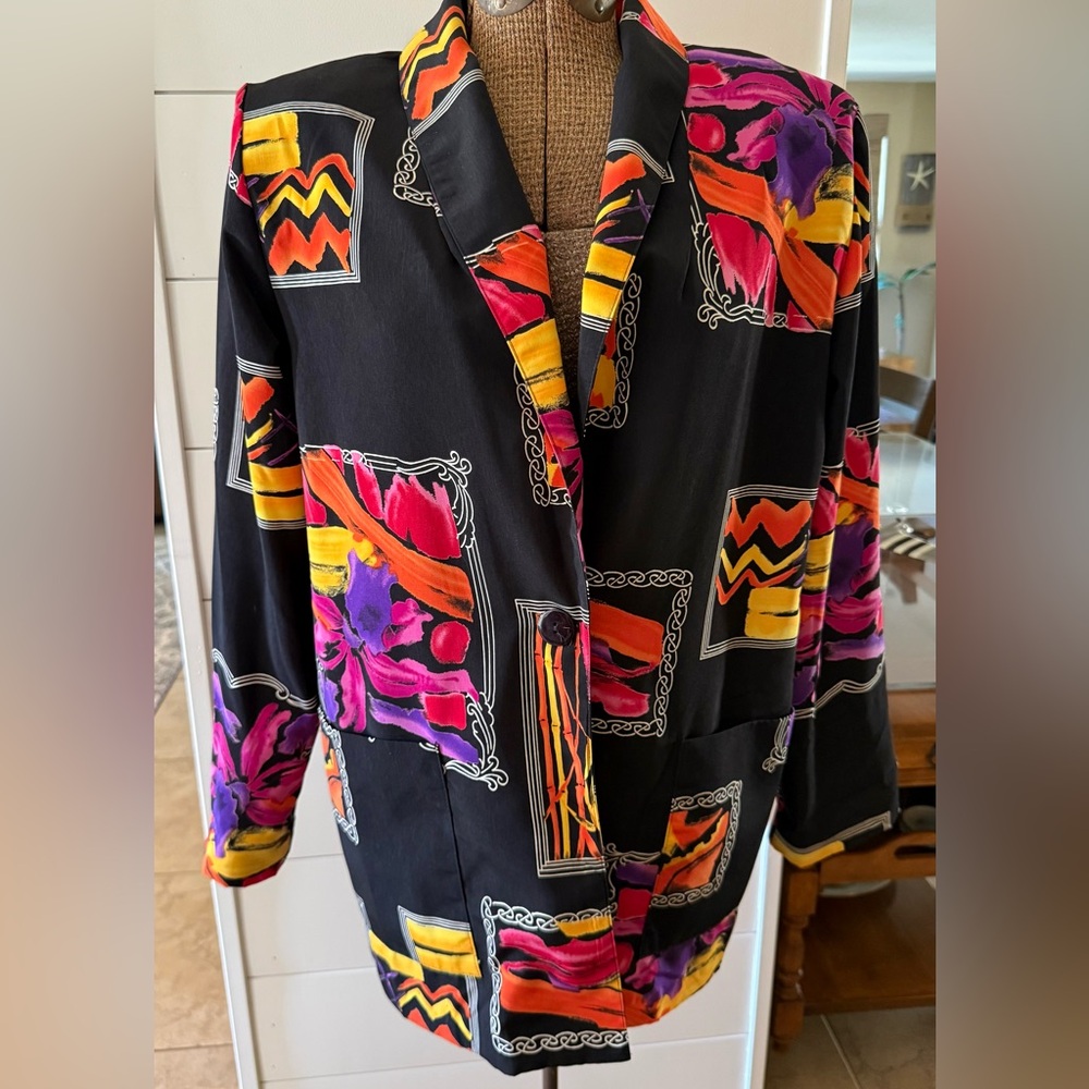 Black Floral & Abstract Print Blazer